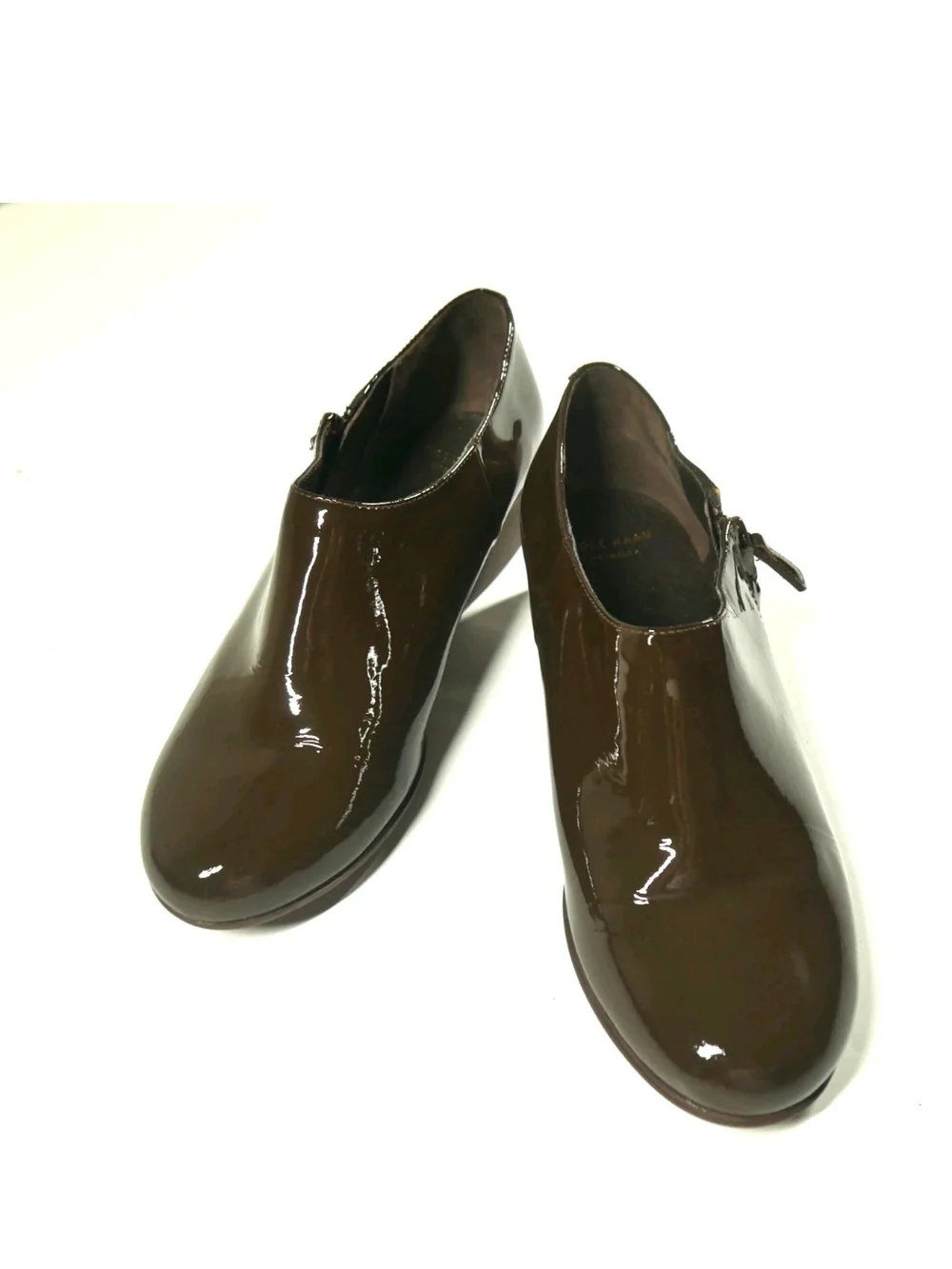Cole Haan Women's Callie Waterproof Brown Patent Boot Shoes sz 6.5